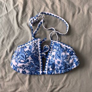 SHEIN Blue and White Bikini Top